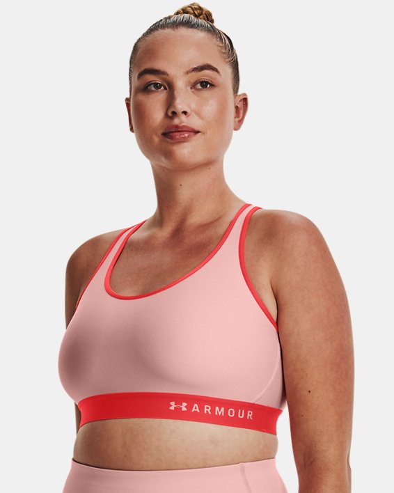 Damen Armour® Mid Sport-BH, Pink, pdpMainDesktop image number 4